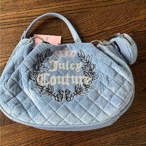 Juicy Couture Blue Quilted Shoulder Bag with silver Accents